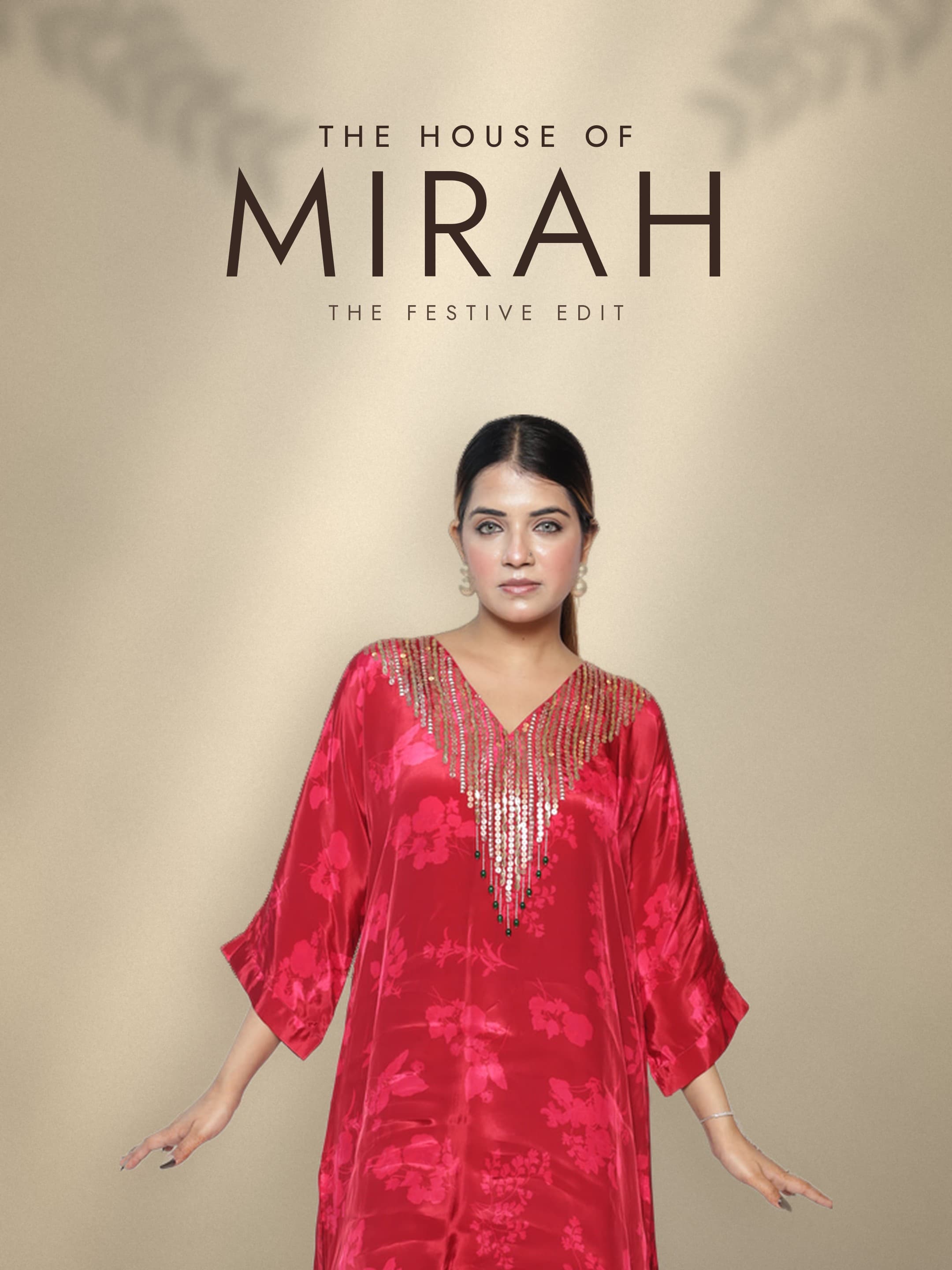 The House of Mirah, The Festive Edit: a red crepe co-ord with sequin fringing