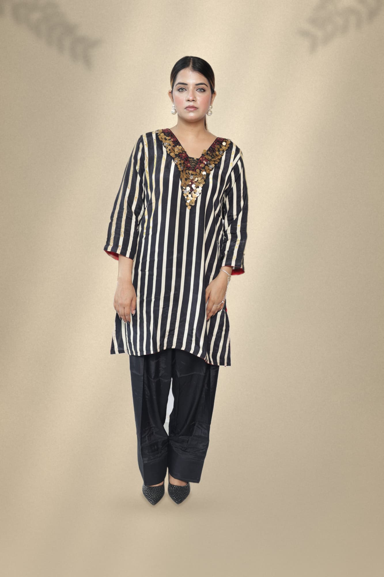 Alia Sequin Stripe Kurta Set